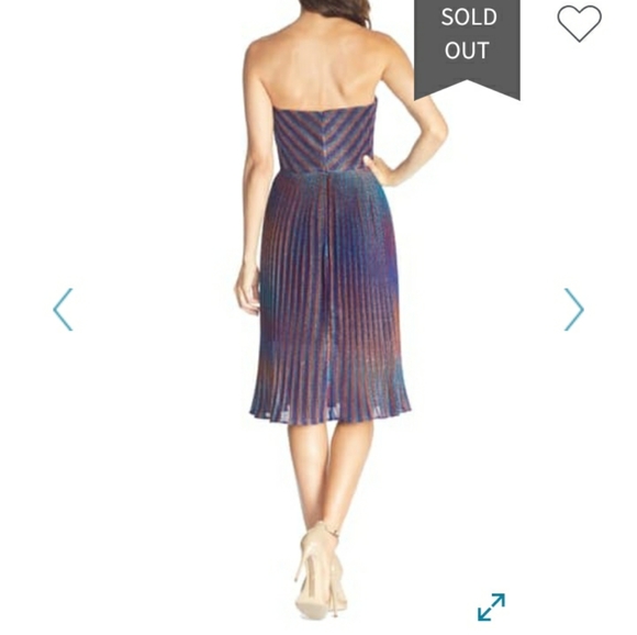 Dress the Population Rosalie Metallic Striped Strapless Dress Size Small NWT - Picture 14 of 16